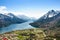 Camping ground aerial view at Waterton Lake