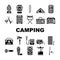 Camping Hiker Tool And Gadget Icons Set Vector