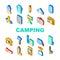 Camping Hiker Tool And Gadget Icons Set Vector