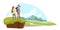 Camping, hiking flat vector illustration