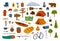 Camping hiking gear and supplies graphics