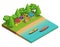 Camping Hiking Isometric Composition