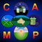 Camping, hiking, road travel and picnic concept background