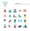 Camping, hiking, wilderness, adventure and more, flat icons set