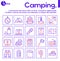 Camping hobby color linear icons set