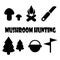 Camping icons, mushrum hunting symbols