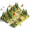 camping isometric vector flat minimalistic isolated illustration