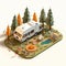 camping isometric vector flat minimalistic isolated illustration