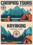 Camping, kayaking and hiking travel vector posters
