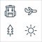Camping line icons. linear set. quality vector line set such as sun, tree, plane