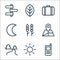 Camping line icons. linear set. quality vector line set such as walkie, sun, river, location, satay, crescent, suitcase, leaf