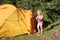 Camping little girl