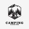 camping logo design inspiration with tent, tree and mountain illustration