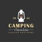 Camping logo with lantern Vintage emblem forest