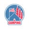 Camping logo. Tent camp emblem. forest and tent. Bonfire
