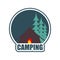 Camping logo. Tent camp emblem. forest and tent. Bonfire