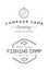 Camping logos templates vector design elements and silhouettes set, Fishing.