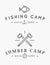 Camping logos templates vector design elements and silhouettes set, Fishing