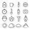 Camping Monochrome Linear Icons Set