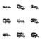 Camping motorhome icon set, simple style