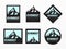 Camping and mountain emblem set