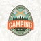 Camping is my favorite sport. Patch or sticker. Vector illustration Concept for shirt or logo, print, stamp or tee