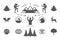 Camping and outdoor adventures design elements and icons set vector illustration.