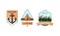 Camping and Outdoor Exploration Badge with Anchor and Tent Vector Set