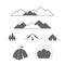 Camping, Outdoor or Mountain Adventure and Forest Expeditions. Alpine Tourism. Vector Design Elements Set for You Design