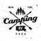 Camping park vector monochrome vintage emblem