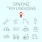 Camping related flat vector icon set