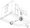 Camping RV trailer vector. Wire-frame line isolated. Vector rendering of 3d