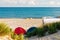 Camping on a sandy beach of the Black sea coast featuring two lone boats