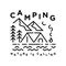 camping scene vector illustration vintage monoline style