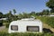 Camping site in France with blue sky