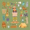 Camping stickers in hand drawn style vector character