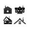 Camping symbols. The log house and cottage and hotel