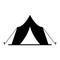 Camping Tent Black Silhouette Icon. Tourist Shelter Outdoor Relaxation Glyph Pictogram. Campaign Trip Fun Activity Flat