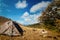 Camping tent in the camp