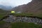 Camping Tent at Chitkul Trek - Landscape of Sangla Valley, Himachal Pradesh, India / Kinnaur Valley