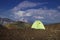 Camping tent high in the mountains in Georgia.