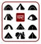 Camping tent icons set