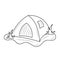 Camping tent line icon, hiking equipment vector illustration
