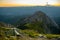 Camping with a tent on the Mountain peak on the Apuan Alps Alpi Apuane, Tuscany, Lucca