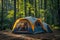 Camping tent, Nature travel concept. generative AI