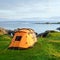 Camping tent on ocean shore