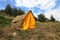Camping tent on outdoor nature. Tourism