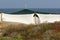 Camping tent on the shores of the Mediterranean Sea