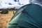 Camping tent at stormy weather