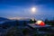 Camping Tent on top of a Mountain with Canadian Nature Landscape